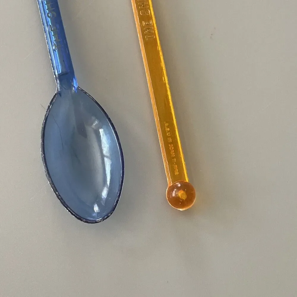 Rare 2 Vintage Figural Lady Ritz SHERATON LOUNGE Swizzle Stir Stick & Spoon